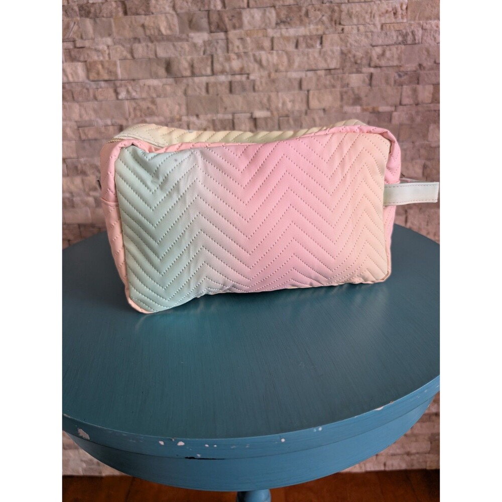Personalized "C" Initial Preppy Patch Rainbow Makeup Bag Set 2 Pcs image 4